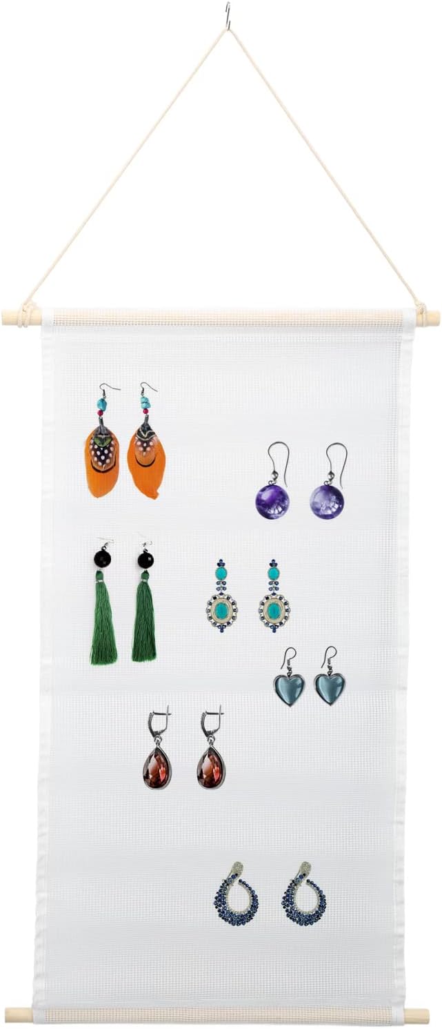 Earring Storage, Decoration Jewelry Holder Fishing Net Wall Mount Practical with S Hook for Cupboards for Closets for Wardrobes