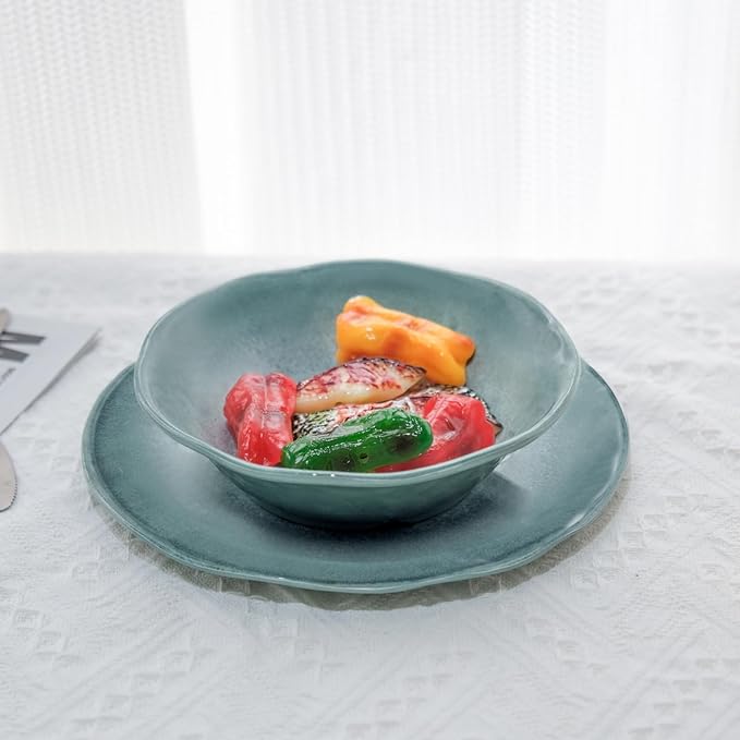 Missyip Melamine Dinnerware Set, Indoor and Outdoor Use Plates and Bowls Sets, Durable 12 Pcs Dishes Sets for 4, BPA Free Dishwasher Safe Not Microwave Not Oven