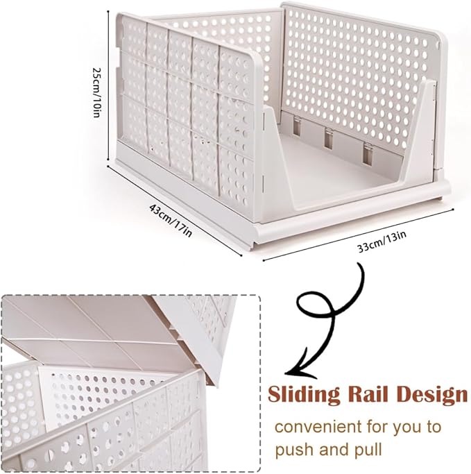 yazi 3 Pack XL Folding Closet Organizers Storage Box, Stackable Closet Storage Box, XL Plastic Drawer Organizer, 3XL Stackable Storage Bins Storage Drawers for Clothing, Closet Shelf Organizer