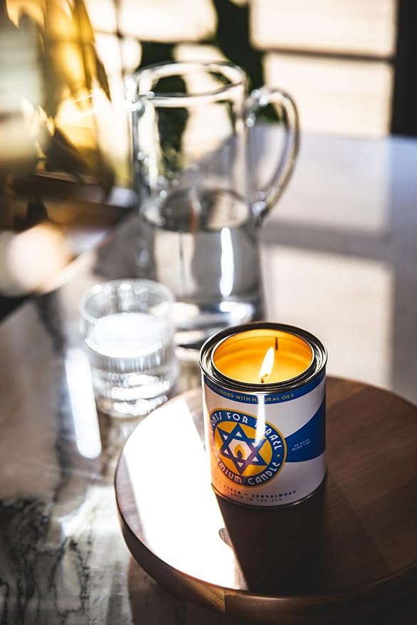 Long-Burning, One-Pint Premium Candles for Men | Vintage Inspired Oil Can Design | Soy Wax, Vegan Friendly, Made in The USA | Fury Bros. | Classically Cool (Lights for Israel)