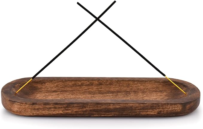 Kaizen Casa Incense Burner Stick Holder Ash Catcher Wooden Handmade Modern Gift Wood Home Decor Size (11" X 4" X 1")