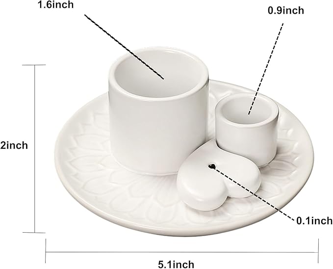 4 in 1 Incense Burner Holder,Incense Sage and Palo Santo Holder,Incense Stick Holder,Ceramic Incense Holder Ash Catcher,for Meditation Room (White)