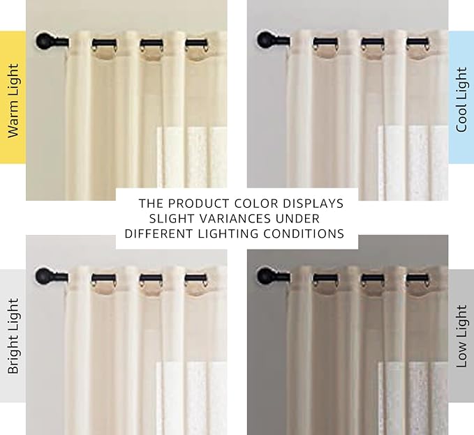 NICETOWN Semi Sheer Beige Curtains 84 inches Long, Grommet Retro Linen Curtains Window Treatments Vertical Drapes Privacy with Light Filter for Living Room, W52 x L84, 2 Panels