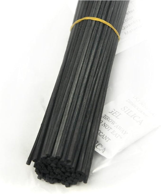 100 Pieces Rattan Reed Diffuser Replacement Refill Sticks 9.8" (25cmx3mm, Black)