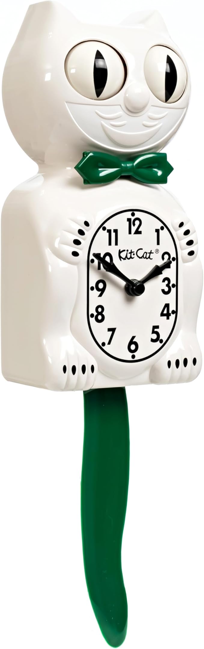 Kit-Cat Clock® Limited Edition Candy Cane Green - Retro Kit Cat Clock with Moving Eyes and Tail, Battery Operated, Made in USA