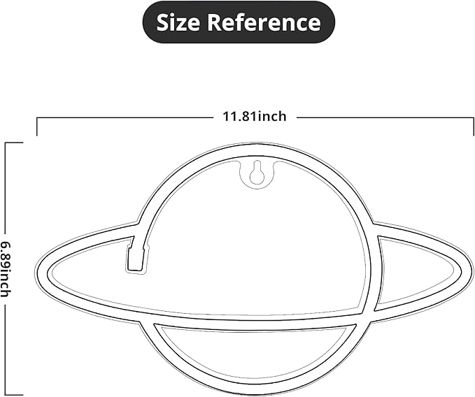 Lumoonosity Planet Neon Sign, USB Powered Planet Light Led Neon Signs with On/Off Switch, Planet Led Sign for Wall Decor, Aesthetic Hanging Saturn Neon Light, Planet Lights for Bedroom, Gaming Room