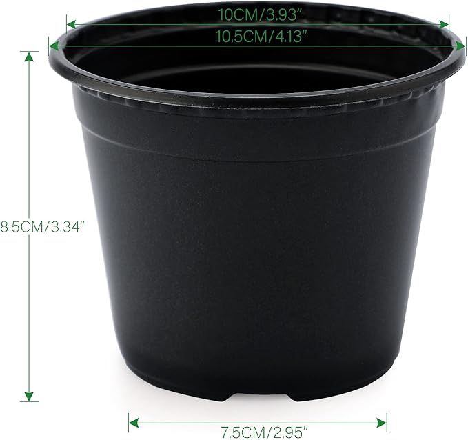 KINGLAKE 100 Pcs 4" Plastic Plants Pots Black