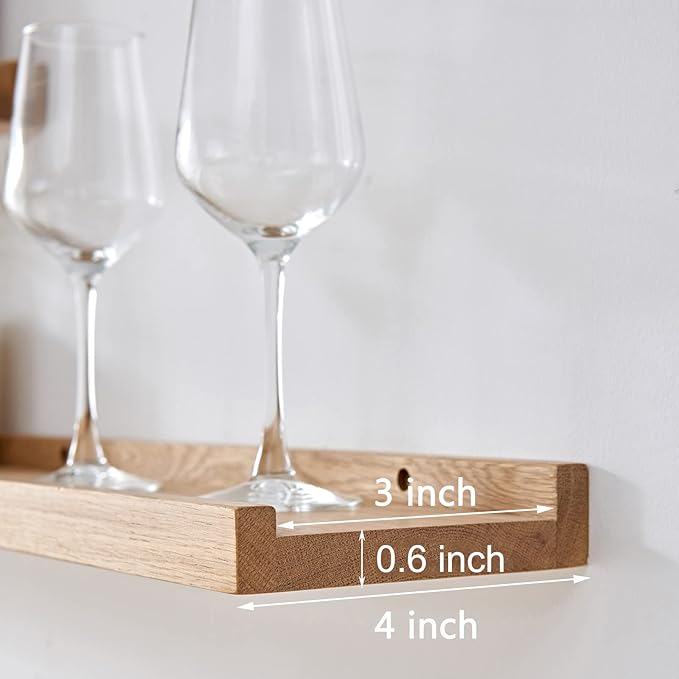 Long Floating Shelf 48 Inch Natural Wood Shelves, Rustic Display Books Picture Ledge Shelf for Wall Mounted, Natural Solid Oak Wood Shelf, Easy to Install, Natural Color, 48 *4 *1.5 (1 Pack)