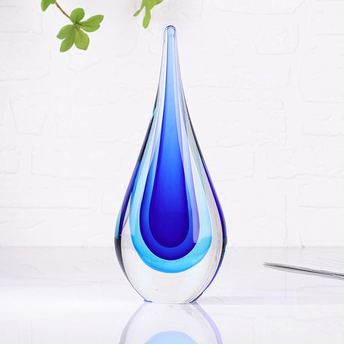 DOVDOV Hand-Blown Glass Sculpture, Unique Mediterranean Decorative Glass, Suitable for Office, Bookshelf, Living Room Coffee Table, Mantelpiece Filling