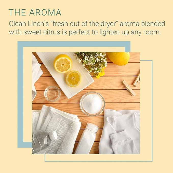 SpaRoom Reed Diffuser Oil Refill – Clean Linen Scent, 8oz Crisp and Refreshing Blend with Lemon Accents, Light and Airy Aroma for Bathroom, Bedroom, or Living Room, Long Lasting Fresh Scent