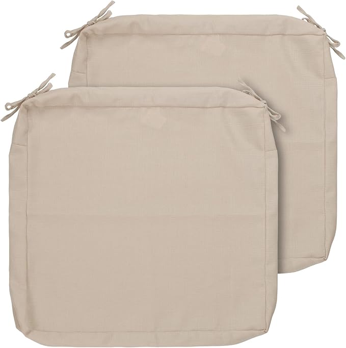 FUNHOME Outdoor Cushion Covers 20 x 18 x 4 inch,Set of 2,Replacement Seat Cushion Cover for Patio Furniture Chair,Water Resistant,Fade-Resistant Slipcover Only,No Insert(Antique Beige)