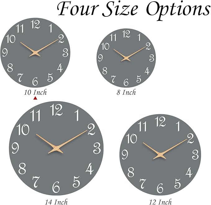 Wall Clock, 10 Inch Modern Wall Clocks Battery Operated, Silent Non Ticking Clock Decorative for Kitchen, Living Room, Bathroom, Office, Bedroom(Gray)