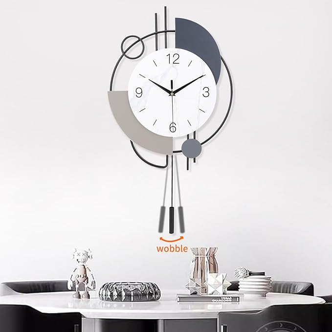 Decorative Wall Clock with Pendulum,Silent Non-Ticking Quartz Battery Operated,Large Wall Clock for Living Room,Kitchen,Home,Bathroom,Bedroom Wall Decor,20x33.5 inch