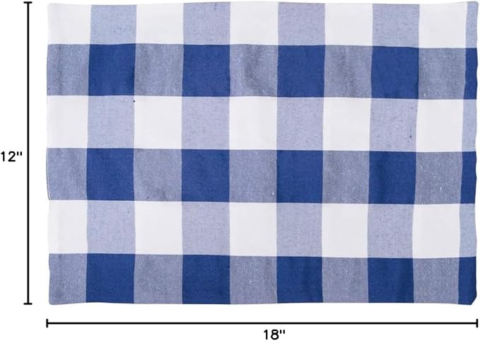 Navy & White 2 Side Cotton Buffalo Check Farmhouse Placemats Set of 4 Heat Resistant Dining Table Place Mats for Kitchen Table, 12 x 18 inches