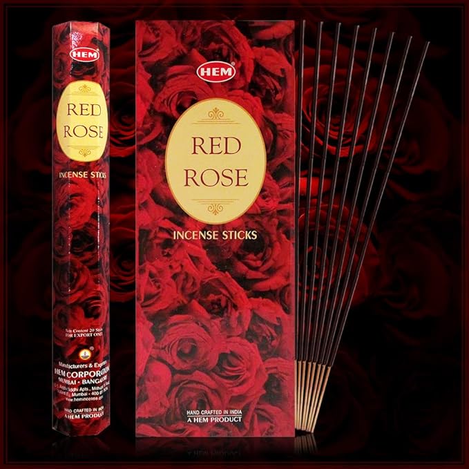TRUMIRI Red Rose Incense Stick Bundle: 120 Count (6 Packets of 20 Sticks Each) with Trumiri Incense Holder