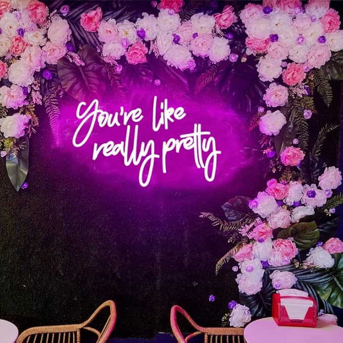 You Are Like Really Pretty Neon Sign Pink Room Decor LED Neon Signs Wall Decor For Bedroom Bachelorette Party Teen Girls Room With Dimmable Switch USB Power(16.9 * 10.6inches)