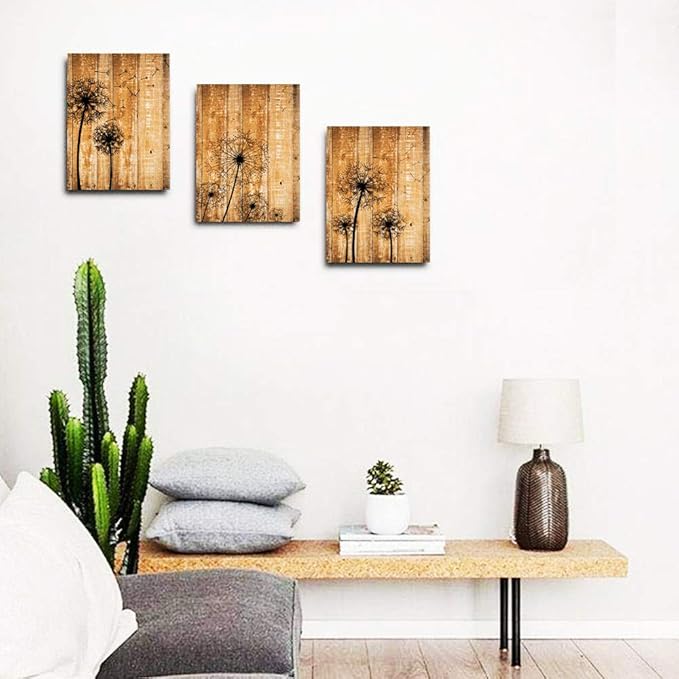 Wall Decoration For Bedroom Canvas Wall Art For Living Room Modern Bathroom Kitchen Works Of Art Dandelion Flowers Pictures Abstract Painting Retro Canvas Art Office Home Decoration 20 " X 28" 3 Piece