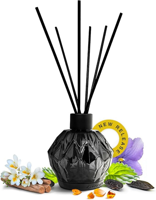 Aromaplan Luxury Reed Diffuser, Cozy Cashmere Scent Diffuser (8.5 fl oz, 250ml)- Natural Reed Diffusers Set, Includes Reed Diffuser Sticks & Fragrance Oil in a Glass Bottle- Home, Bathroom, Hotel