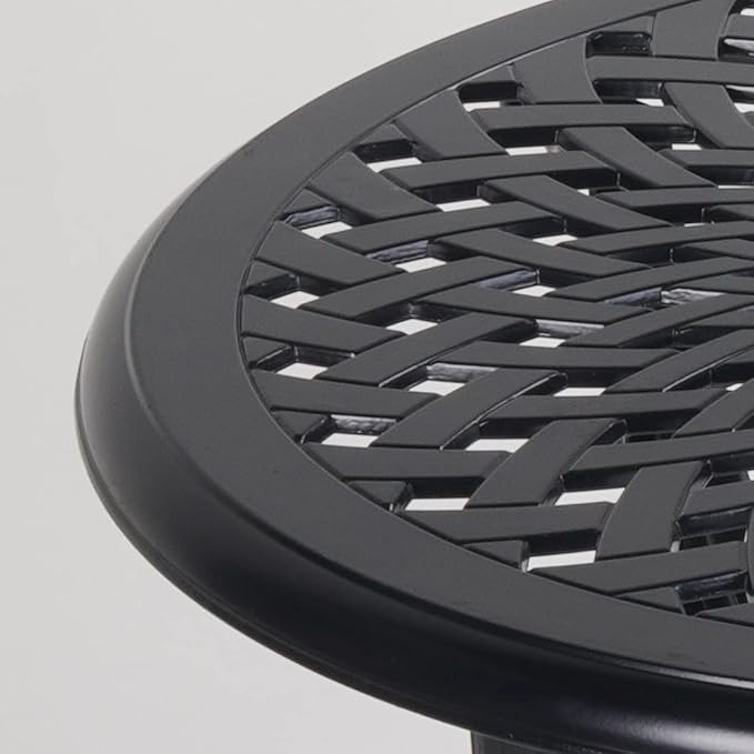 Mandolin Outdoor Patio,Rust -Resistant Cast Aluminum Side Table,Weather Resistant End Table,Coffee Table, Perfect for Patio, Backyard Or Garden.W 20.8" X H18.5(Aluminum Round, Black)
