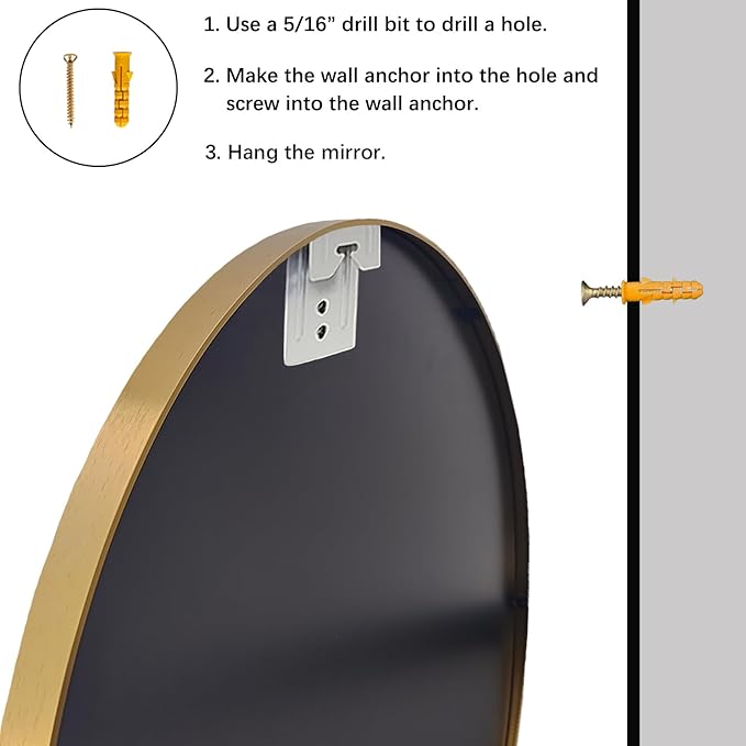 Round Gold Mirror, 28 inch Round Mirror, Circle Bathroom Mirrors Metal Frame, Wall Mounted Circle Mirrors for Bathroom, Living Room, Hallway, Farmhouse.