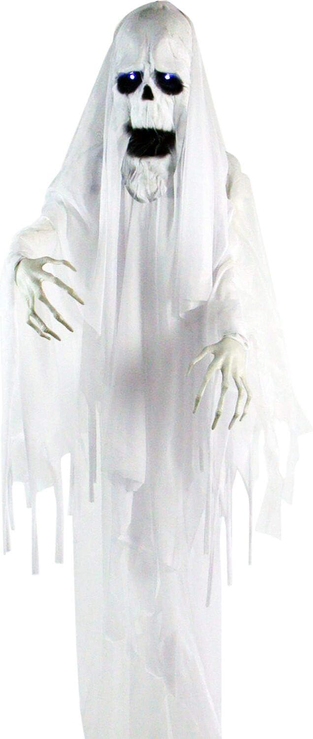 Haunted Hill Farm Life-Size Scary Talking Ghost Animatronic with Touch Activated Lights and Sound, Battery Operated Indoor or Covered Outdoor Decoration, Creepy Halloween Prop