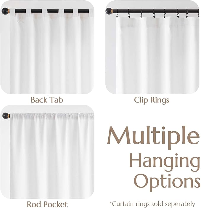 jinchan White Lined Linen Blend Curtain for Living Room 96 Inch Length 2 Panels Curtains for Sliding Glass Doors, 50 Inch Wide Drapes with Rod Pocket Back Tab(50W x 96L, White)