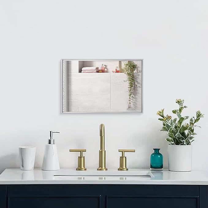AAZZKANG Metal Framed Mirror Rectangle Wall Mounted Mirrors Decorative Modern for Bedroom Bathroom Living Room Entryway Hanging Vertically or Horizontally