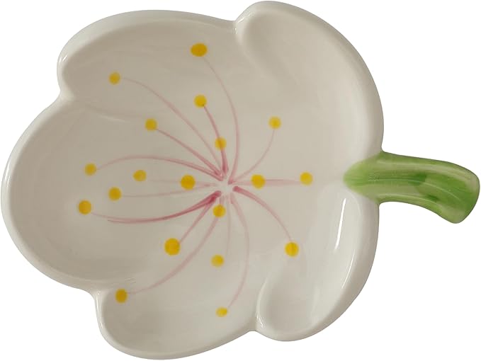 Ankah Decorative Ceramic Soap Box, Flower Shape Soap Dish, Self-Draining to Keep Dry Stop Mushy Soap Holder, Easy Cleaning, Best for Shower Bathroom and Kitchen (Tulip, White)