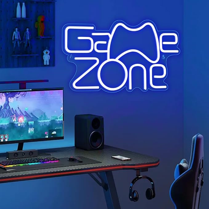 Game Zone Neon Sign for Gamer Room Decor, Gaming Light Led Sign with USB Powered for Boys Men Teen Bedroom Man Cave Game Room Wall Decor Accessories, Great Gift for Party Birthday Christmas