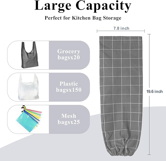 TOGETRUE Plastic Bag Holder, Wall Mount Plastic Bag Organizer Dispenser, Heavy Duty Grocery Bag Storage Holder for Home Kitchen Camper