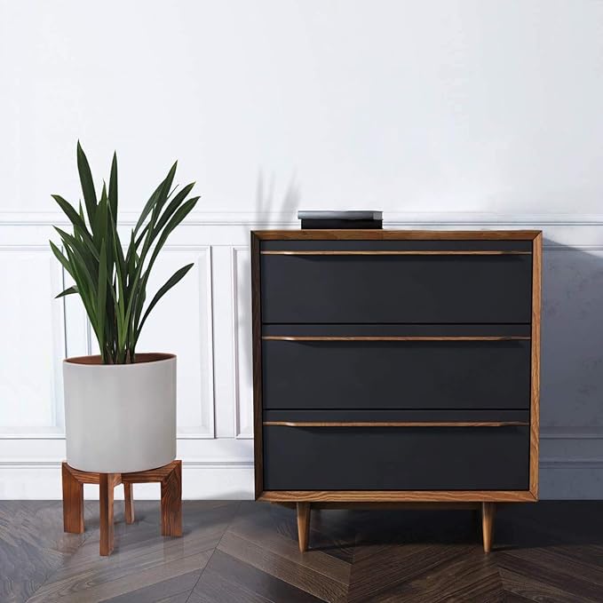Gendral Forwepup 2 Pack Wood Plant Stand, Mid Century Modern Planter Stand Rattan Flower Pot Stand, Low Short Plant Stands Indoor - Boho Rustic Wooden Stool for Plant Pot Holder, Fit 5-15 Inch Pot