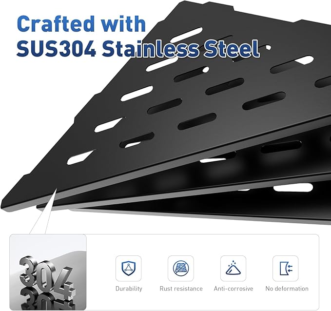 10" Shower Corner Shelf 2-Pack, 304 Stainless Steel Corner Shower Shelves for Bathroom, Recessed Bathroom Shelves for Tiled Wall Decor, Matte Black