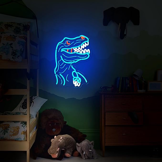 Dinosaur Neon Sign T-REX Neon Sign for Wall Decor Dino USB Dimmable Neon Light Sign for Boys Girls Room Gameroom Holiday Birthday Christmas Gift