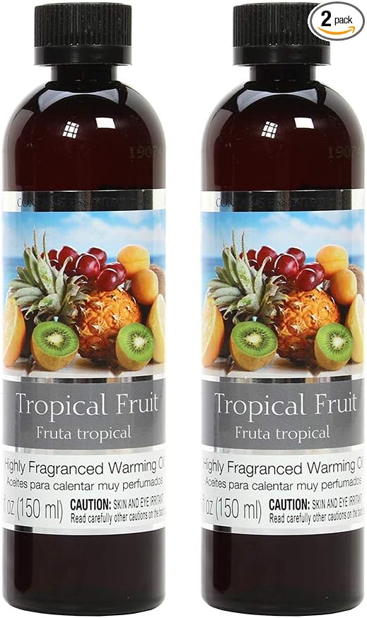 Hosley Tropical Fruit Fragrance Warming Oils, Set of 2, 5oz Each. Ideal Gift for Weddings, spa, Reiki, Meditation, Bathroom Settings.P1