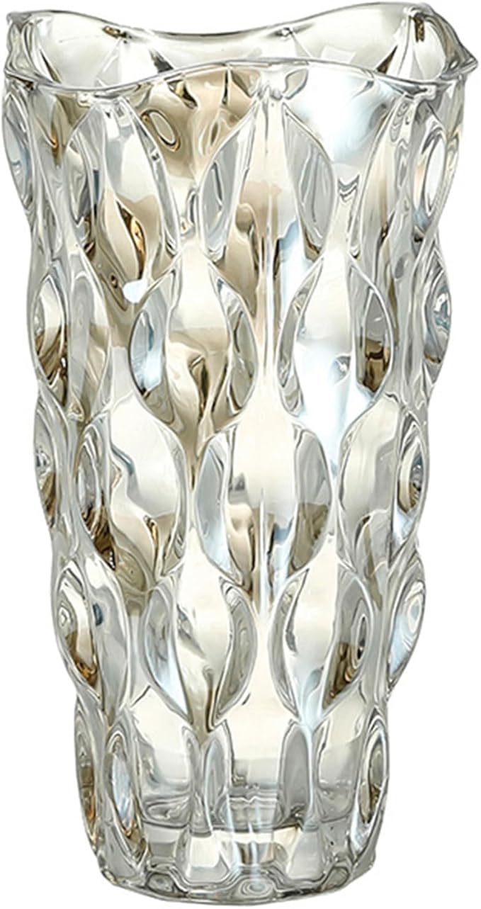 CEMABT 9.5inch 3.4 lb Glass Vases for Flowers Unbreakable Thickened Morden vase for Tables Centerpieces,Colorful,Vintage and Clear Rose Large Flower vases for Bouquet Unique Gifts(Champagne)