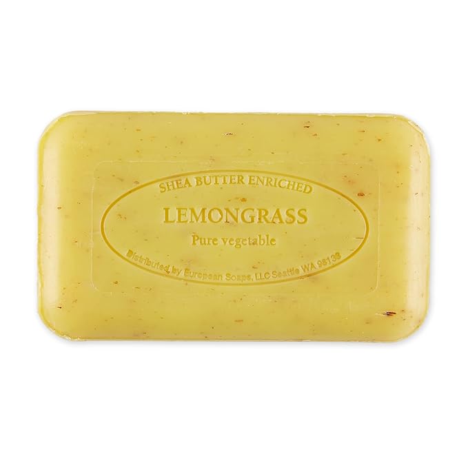 Pre de Provence Artisanal Soap Bar, Natural French Skincare, Enriched with Organic Shea Butter, Quad Milled for Rich, Smooth & Moisturizing Lather, Lemongrass, 5.3 Ounce