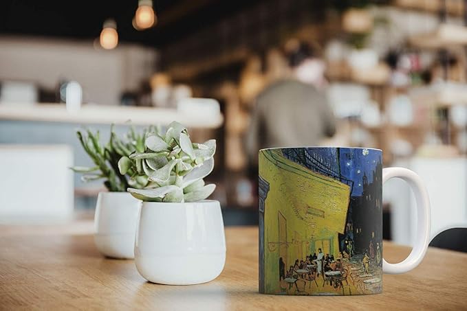 MUGBREW Classic Art Cafe Terrace At Night Vincent Van Gogh Ceramic Coffee Mug Tea Cup, 11 OZ