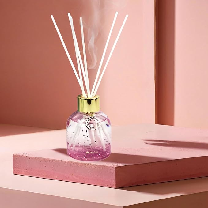 Reed Diffuser Set, Pretty Valley Home Diffuser 80Ml / 2.7 fl OZ Gift Box - Includes Reed Diffuser Sticks, Long Lasting Fragrance Oil and Glass Bottle for Office Living Room Decor (Jasmine)