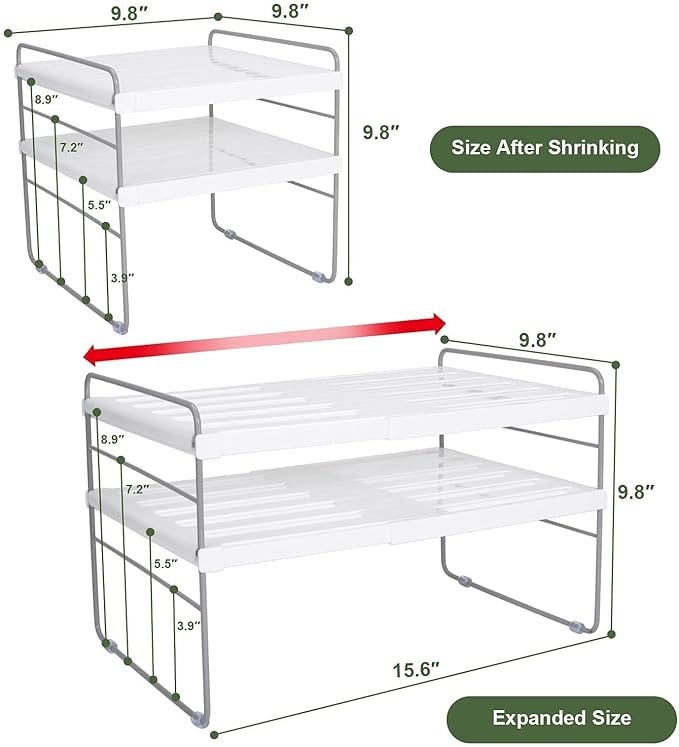 Pantry Organization and Storage for Kitchen - Expandable Kitchen Wrap Box Organizer Rack, Foil Organizer for Cabinet & Counter, Height & Width Adjustable Cupboard Storage Rack - (3 Tier 9.8 to 15.6"L)