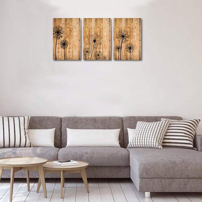 Wall Decoration For Bedroom Canvas Wall Art For Living Room Modern Bathroom Kitchen Works Of Art Dandelion Flowers Pictures Abstract Painting Retro Canvas Art Office Home Decoration 20 " X 28" 3 Piece