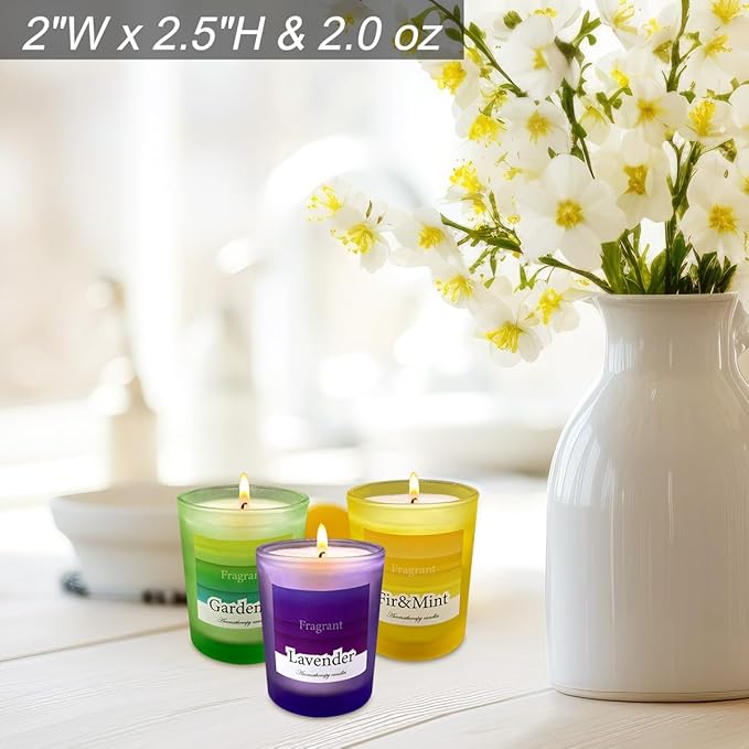 3 Pack Candles for Home Scented Frosted Glass Jar Scented Candles Set Aromatherapy Soy Candles Gifts for Anniversaries & Festivals