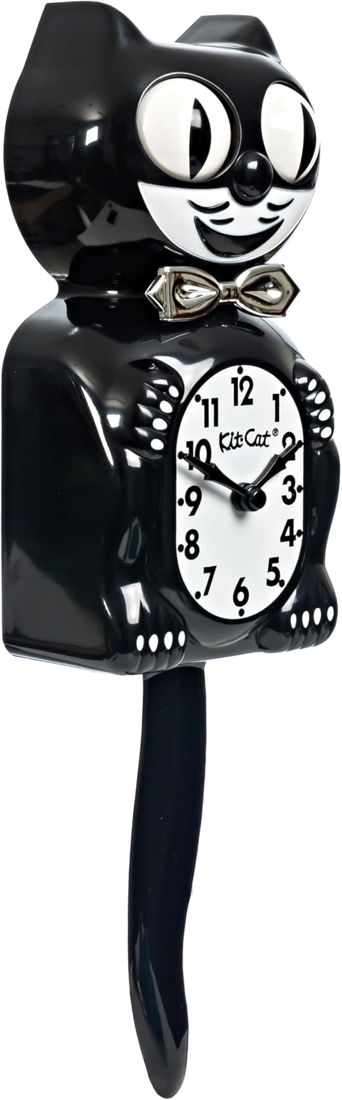 Kit-Cat Tuxedo Clock, Limited Edition Anniversary, Black with Chrome Bow Tie, Classic Moving Eyes and Tail