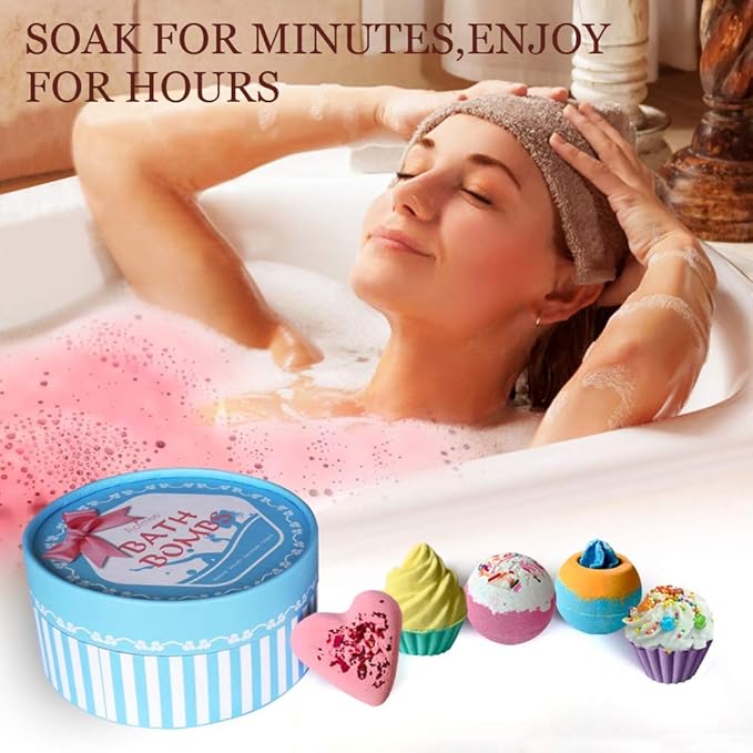 Aofmee Bath Bombs, 6pcs Bubble Bath Bomb for Girls, Handmade Fizzies Bathbombs for Women, Natural Organic Kids Spa Kit, Non Toxic Bath Kit for Teens, Gift Set for Birthday Christmas Easter