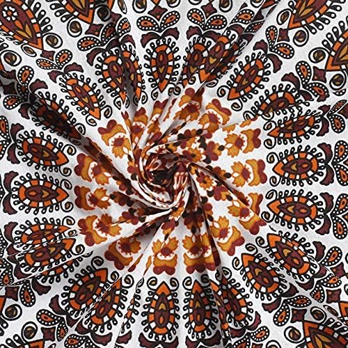 Bless International Handmade Indian hippie Bohemian Psychedelic Peacock Mandala Wall hanging College Dorm Beach Throws Table Cloth Bedding Tapestry (Orange Brown, Queen(84x90Inches)(215x230Cms))