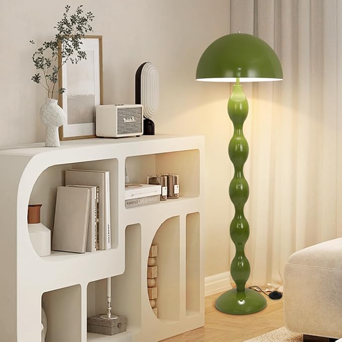 Green Floor Lamp Mushroom Lampshade,Vintage Floorlamp,Unique Lamps for Living Room Bedroom,Retro Tall Standing Lamp for Study,Girl's Room,Office,Apartment,Home Decor,Pretty Lamps Floor,Mid Century