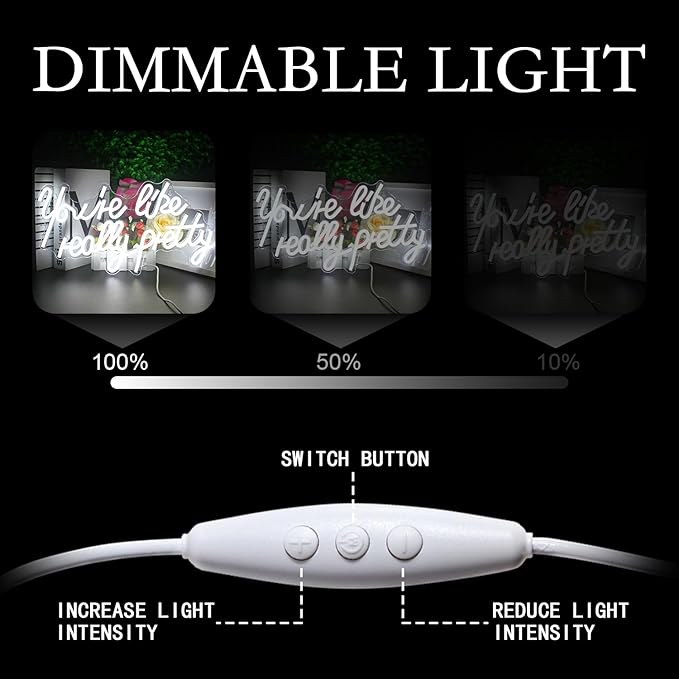 Lucunstar You're Like Really Pretty Neon Sign,Led Sign,White Led Neon Light for Wall Decor,Light Sign for Wedding,Dimmable Switch with USB Connectivity Neon Sign for Bedroom Decor,Home Wall Decor