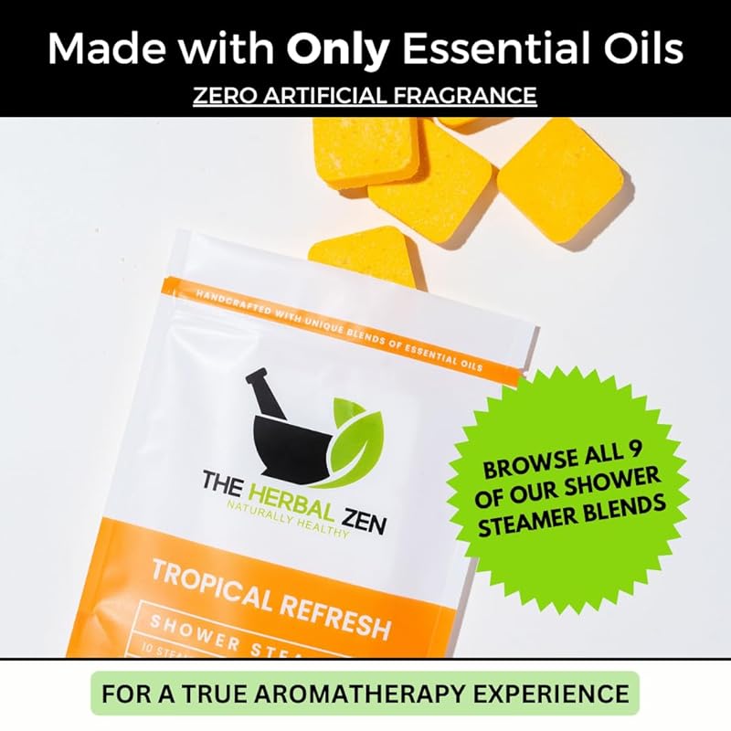 Tropical Refresh Shower Steamers Aromatherapy with Citrus Essential Oils,Made in the USA Shower Bomb Aromatherapy, Self Care Gift, Spa Day Gifts, Birthday Gifts, Gift for Her