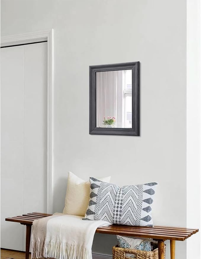 Retro Wall Mirror with Wood Frame Farmhouse Rectangle Hanging Mirrors Decorative for Bathroom Bedroom Living Room