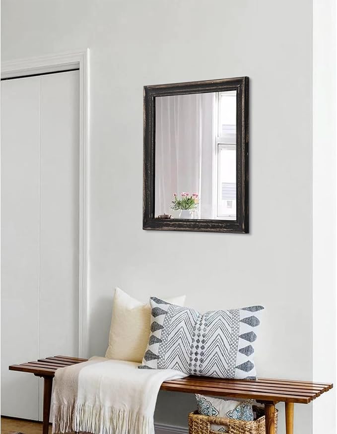 Large Mirrors for Wall with Wood Frame Rectanglular Wall Hanging Mirror 20"x16" for Bathroom Bedroom Vanity Entryway