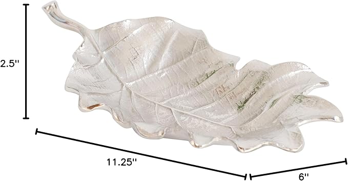 Silver Metal Decorative Leaf Tray Antique Jewelry Tray Organizer Kitchen Fall Decor Plates Party Bowl Ring Holder Dish Serving Tray Centerpiece Table